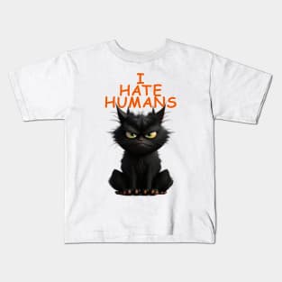 Angus the Cat - I Hate Humans Kids T-Shirt